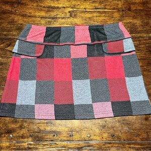 Vintage Semisweet Women's Plaid Mini Skirt XL Red Black Gray Y2K Academia 90s